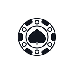 Spades Poker Chip vector concept solid icon or sign