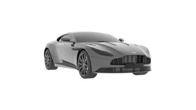 ASTON MARTIN DB11, 3d rendering of grey car Aston Martin on white, PNG transparent background