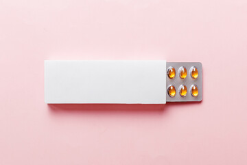 Blank White Product Package Box Mock-up. Open blank medicine drug box with omega blister top view