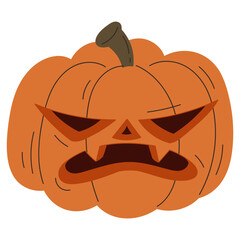 Halloween pumpkin vector illustration in flat color design