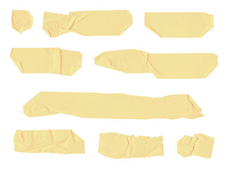 Adhesive, masking tape strips isolated on transparent background. Extracted. 