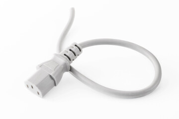 a cut cable with a network plug connector for connecting a computer to an uninterruptible power supply, on a white background