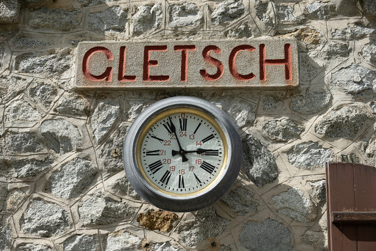 Alte Bahnstation der Furkabahn in Gletsch, Obergoms, Kanton Wallis, Schweiz