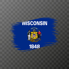 Wisconsin state flag in brush style on transparent background. Vector illustration.