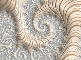 Beautiful cream colored spiral on a white background of delightful swirls
