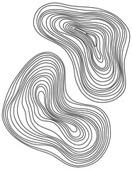 Abstract tree rings. Png topographic map concept for background. Thin black lines on white.
