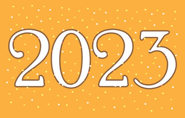 Number 2023 with yellow background and polka dots, The year of the lord. Concept about writing, simply, yearly, celebrating, anniversary and etc.
