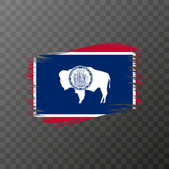 Wyoming state flag in brush style on transparent background. Vector illustration.