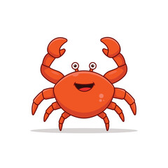 Crab character smiling vector illustration, mascot logo, cartoon animal style isolated on white background
