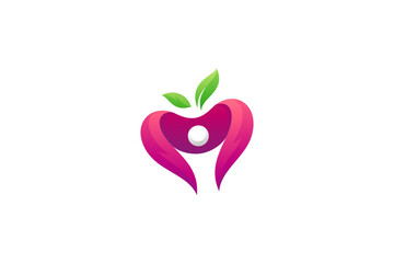 Heart logo with a person inside and leaf decoration