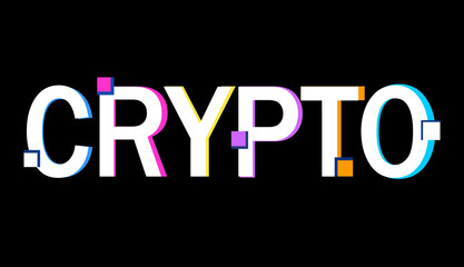 creative text of cryptocurrency. Cryptocurrency. Isolated on black background.