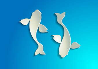 Vivid Fish Paper On Flat Style Vector Design