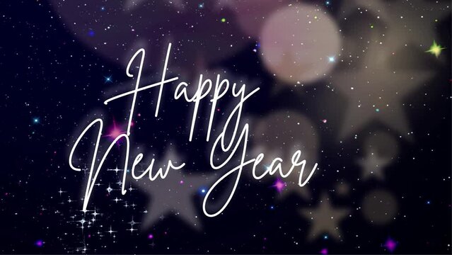 Happy new year wish image with colourful sparkle background