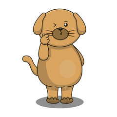 dog pose heartsign cute cartoon vector