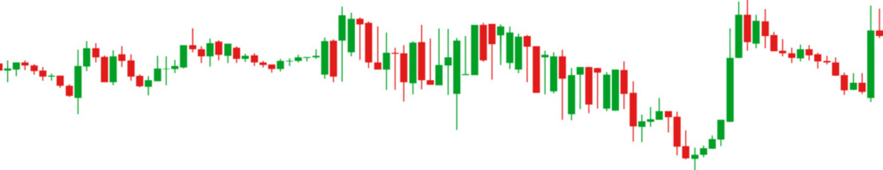 Green and red Japanese candlestick graph chart on white background. Market investment. Forex trading, stock exchange and crypto price technical analysis vector illustration. Traders tool