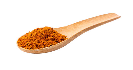 Crushed red chili pepper in spoon on transparent png