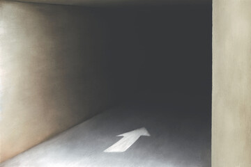 Illustration of dark scary alley, abstract concept 