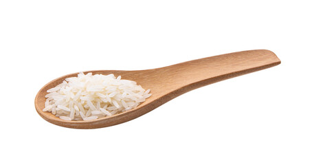 rice seeds in wood spoon  isolated on transparent png