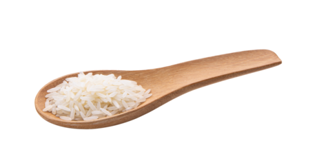 rice seeds in wood spoon  isolated on transparent png