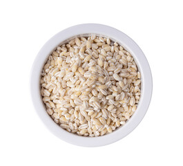Heap of pearl barley in a bowl isolated on transparent png