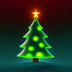 Obraz premium Generative AI,close-up of illuminated christmas tree against wall