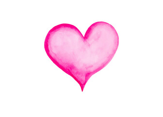 Watercolor hand drawn pink hearts isolated on white background. Watercolor painted pink heart, element for your design romance, graphic