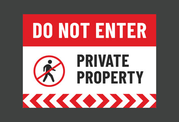 Do not enter, private property, no trespassing print ready sign vector - obrazy, fototapety, plakaty