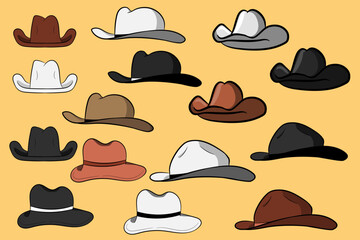 Set Of Cowboy Hats headgear Cap