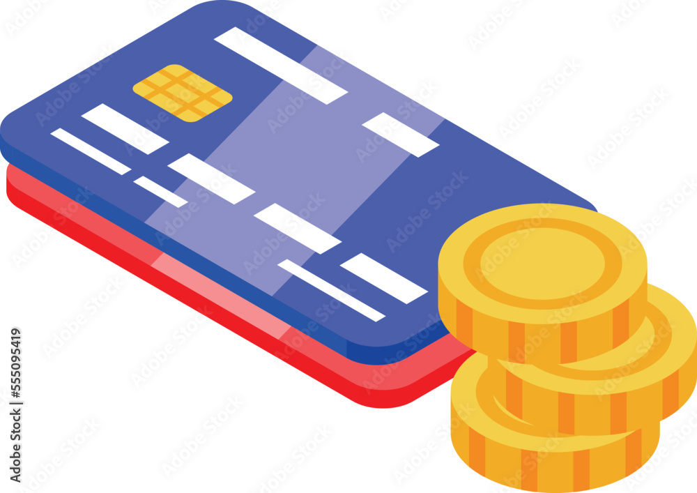 Poster credit card icon isometric vector. system privacy. web internet