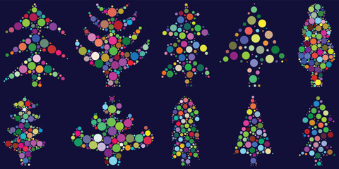 Christmas random color circle tree