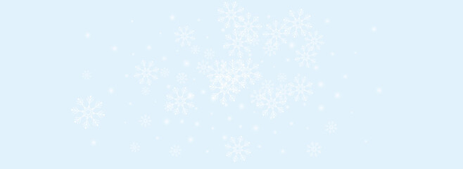 Gray Snowflake Vector Panoramic Blue Background.