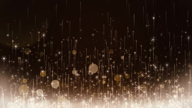 カラフルな背景にキラキラしたパーティクルが上昇する映像