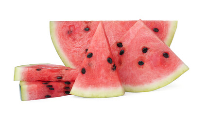 Slices of delicious ripe watermelon isolated on white