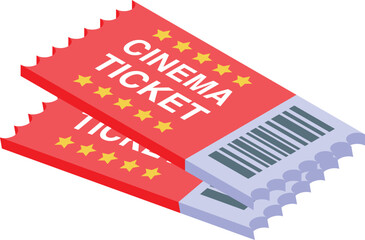 Car cinema ticket icon isometric vector. Drive movie. Air open