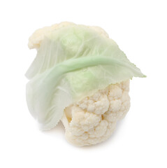 Cut fresh raw cauliflower on white background