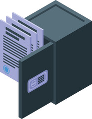 Paper safe icon isometric vector. House control. Credit verification