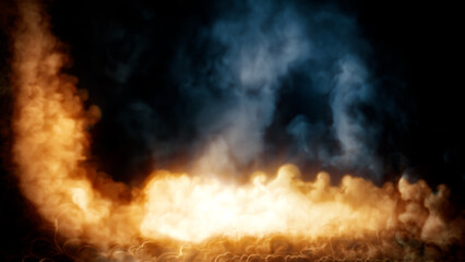 golden yellow and blue corner frame for content for your content - abstract 3D rendering