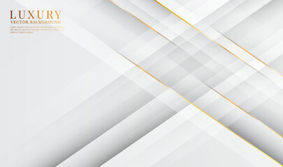 3D white luxury abstract background overlap layers on bright space with golden lines decoration. Style concept cut out. Graphic design element for banner, flyer, card, brochure cover, or landing page