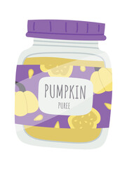 Pumpkin puree flat icon Tasty baby food Balanced nutrition
