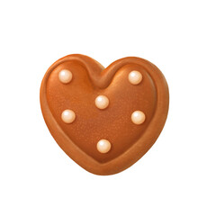 Heart shaped cartoon gingerbread cookie, digital illustrations cut out