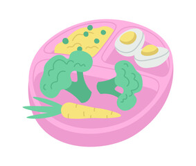 Balanced nutrition flat icon Vegetables and fried eggs