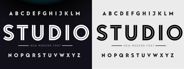 STUDIO Modern Bold Font. Regular Italic Number Typography urban style alphabet fonts for fashion, sport, technology, digital, movie, logo design, vector illustration