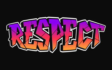 Respect word trippy psychedelic graffiti style letters.Vector hand drawn doodle cartoon logo Respect illustration. Funny cool trippy letters, fashion, graffiti style print for t-shirt, poster concept