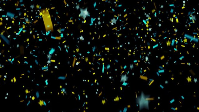 Blue Gold Confetti Celebration Alpha Transparent Channel