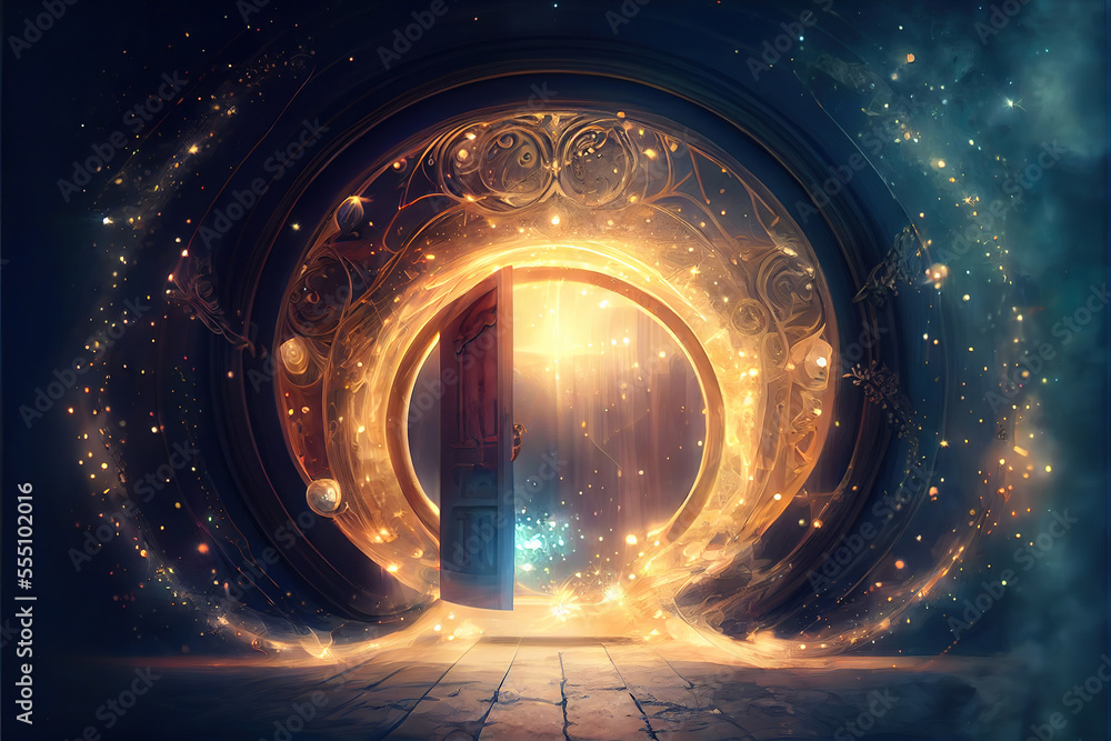 Canvas Prints fantasy magical colorful space portal to another dimension, made with generative ai