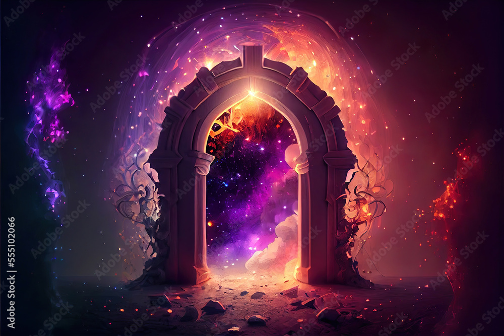 Wall mural fantasy magical colorful space portal to another dimension, made with generative ai