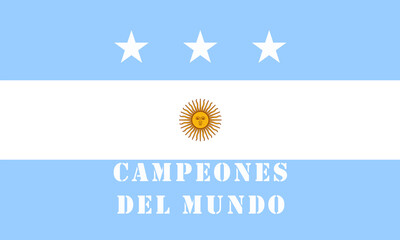 Argentina soccer world champion, now there are 3 stars on the chest of the shirt. Graphic illustration with the flag of Argentina and the champions stars!
