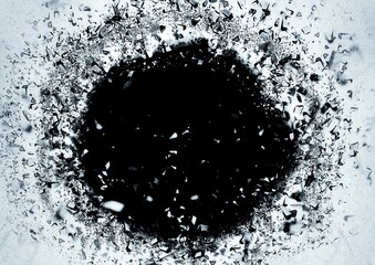 Fototapeta premium 爆発の衝撃で壁に穴が開いた抽象的な背景