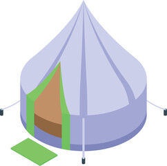 Glamping tent icon isometric vector. Forest house. Adventure camping © ylivdesign