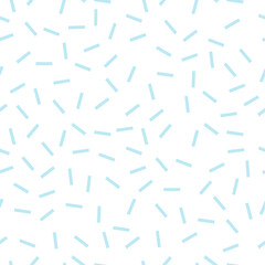 Blue dash confetti seamless vector pattern - obrazy, fototapety, plakaty
